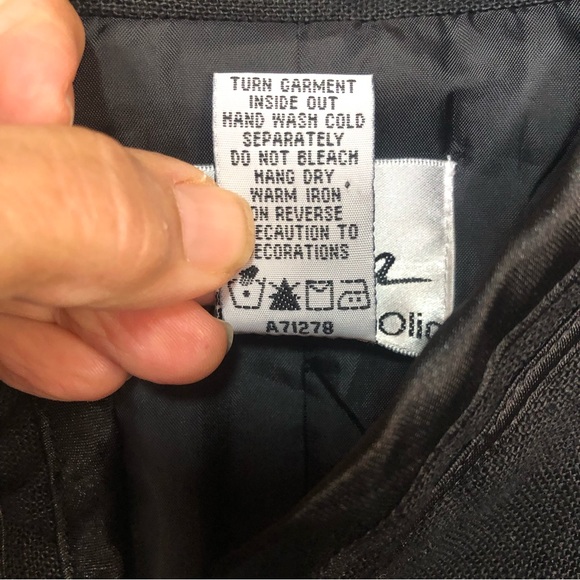 Linea Women’s Jacket Black Linen Satiny Trim Jewel Embellished Boxy 3/4 Sleeve - Picture 7 of 8